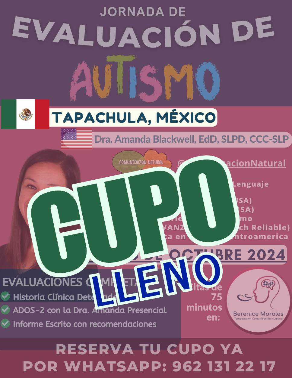 CUPO LLENO: Evaluación de Autismo: Tapachula, Chiapas, México